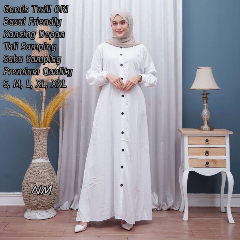 ( PROMO ) HOME DRESS -- DRESS PUTIH TWILL DRESS/GAMIS PUTIH TWILL || GAMIS PUTIH WHITE POLOSAN