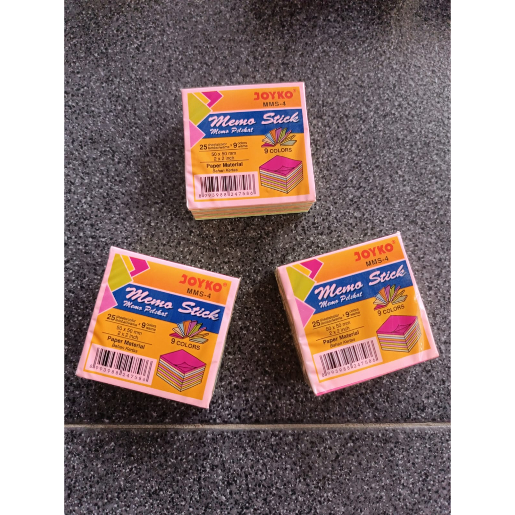 

KERTAS TEMPEL MEMO KECIL STICKY NOTES CATATAN WARNA WARNI MEREK JOYKO 1 PAK