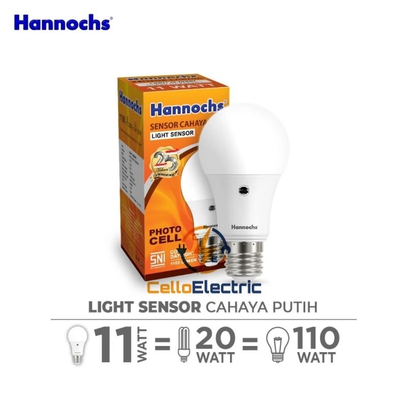 Led Hannochs Light Sensor 6w 9w 11w - Lampu Sensor Cahaya Hannochs Photo Cell
