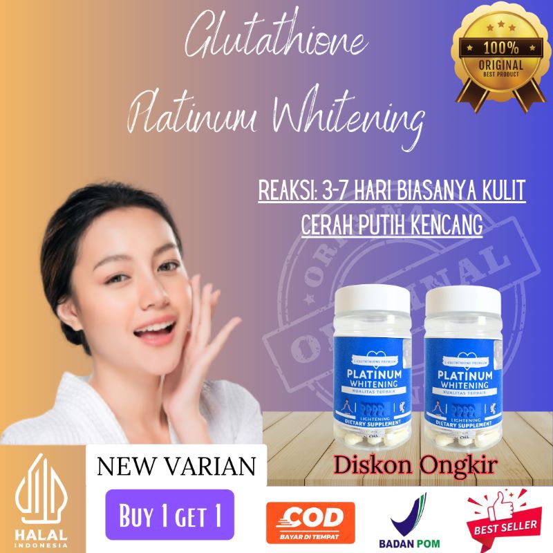 (PUSAT) PLATINUM WHITENING GLUTATHIONE ORIGINAL PEMUTIH BADAN PERMANEN DAN PEMUTIH KULIT WAJAH | GLU