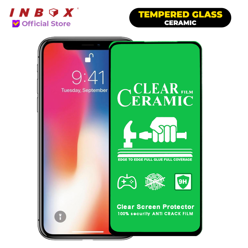 Infinix Hot 11 NFC - INBOX Tempered Glass Ceramic Screen Protector Anti Gores Pelindung Layar Handphone FULL COVER 9H