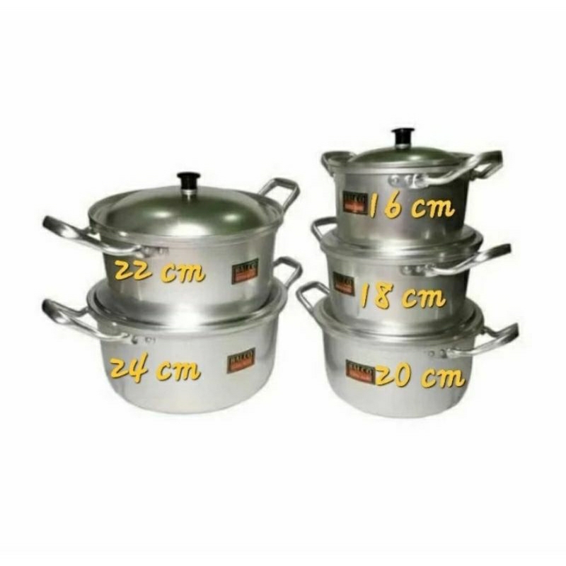 Panci Lux halco aluminium Halco 16cm 18cm 20cm 22cm 24cm harga eceran
