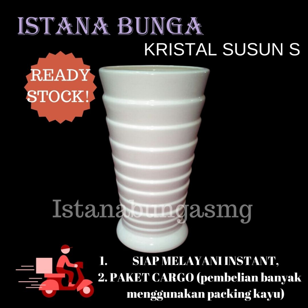 VAS KERAMIK PUTIH POLOS DEKORASI HIASAN PELENGKAP RANGKAIAN BUNGA KRISTAL SUSUN SMALL