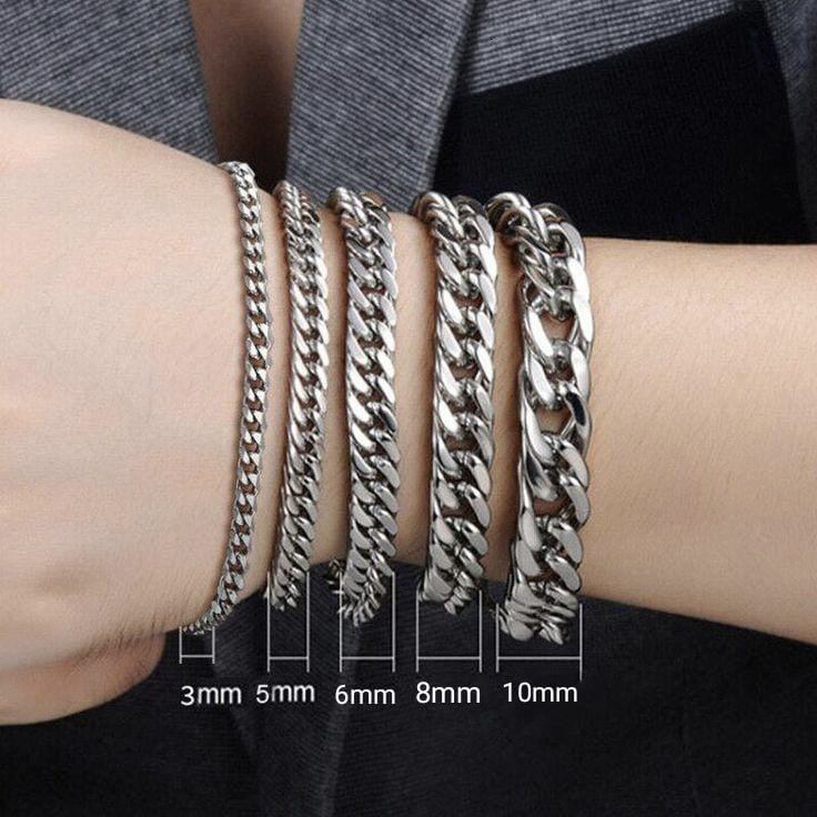 COD GELANG TITANIUM RANTAI BAJA SILVER MODEL TERLARIS RANTAI KOTAK/GELANG PRIA