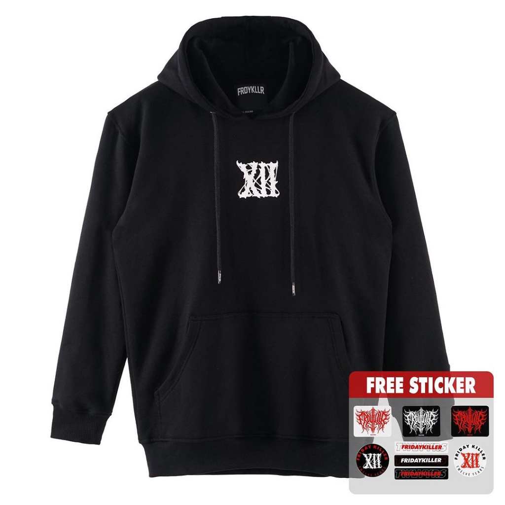 HOODIE FRIDAY KILLER TWLVYRS FREE STIKERPACK BLACK ORIGINAL