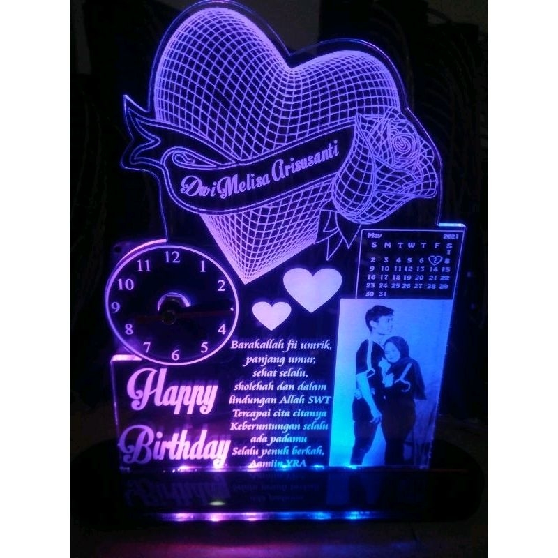 lampu hias akrilik jam