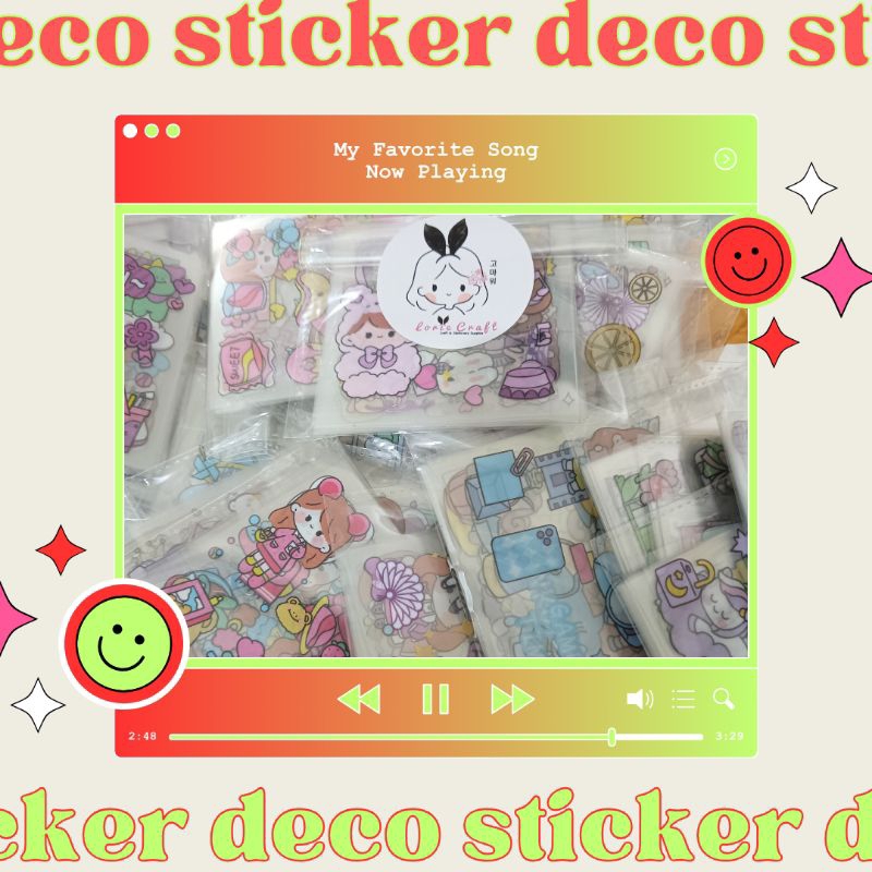 

Deco Sticker Dekorasi Random Lucu Korea Cute 16 lembar Planner Bujo