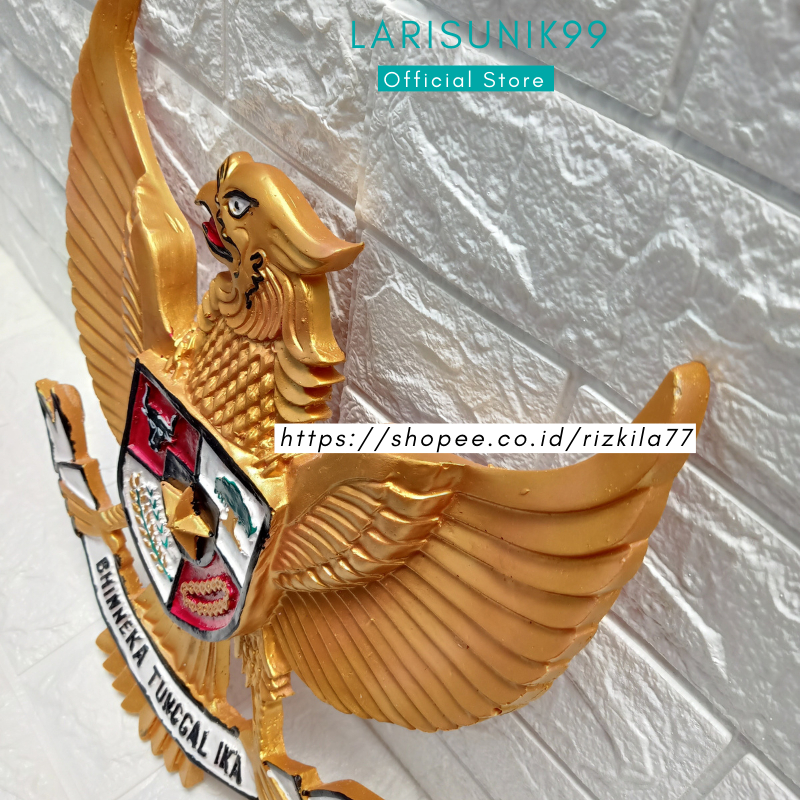 Feraristore Garuda Pancasila Hiasan Dinding Lambang Fiber Lambang Negara Burung Garuda Gold Fiber
