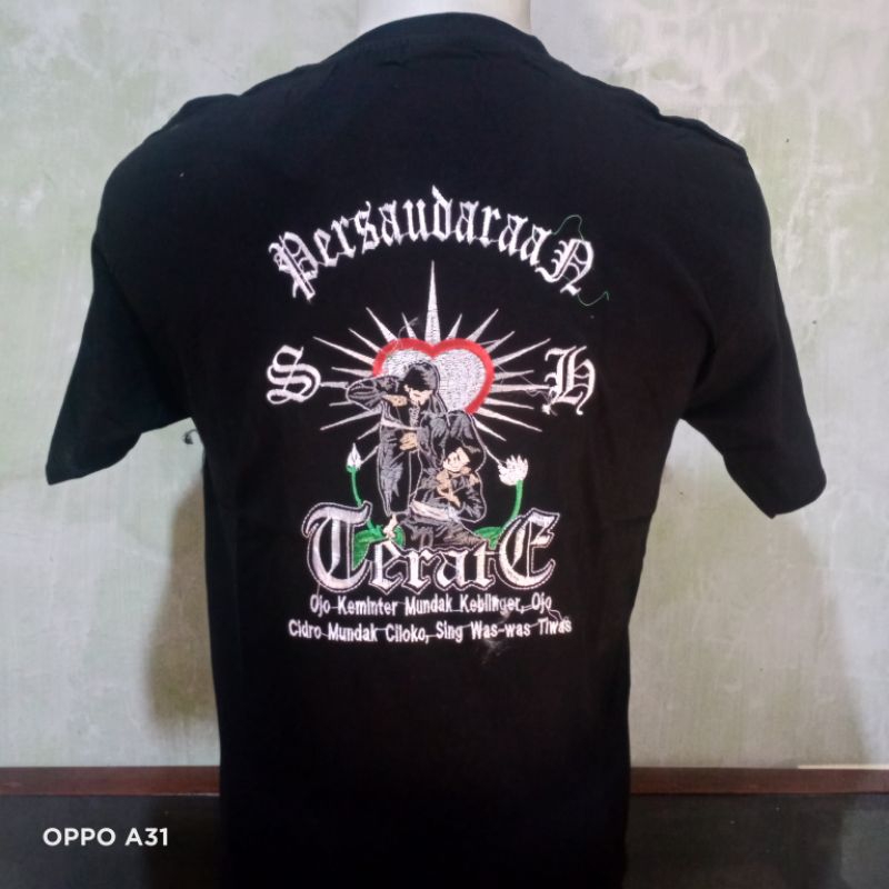 Kaos Distro Pria PSHT Hitam Bordir Katun