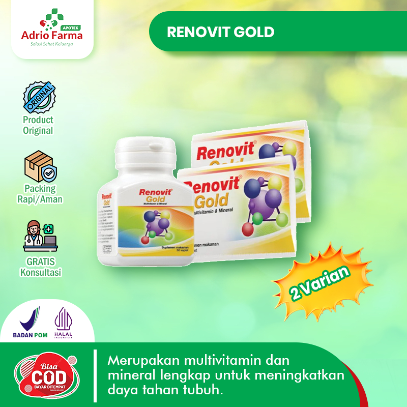 RENOVIT GOLD - STRIP @ 4 Tablet & BOTOL @ 30 Tablet - Multivitamin untuk Lansia