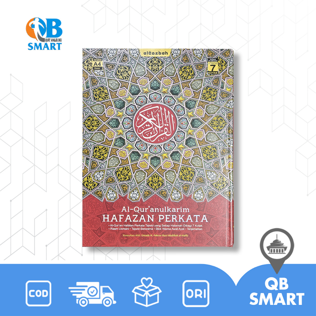 AL QURAN AL QOSBAH HAFAZAN 7 BLOK TERJEMAHAN PERKATA A4 REGULER WARNA MERAH
