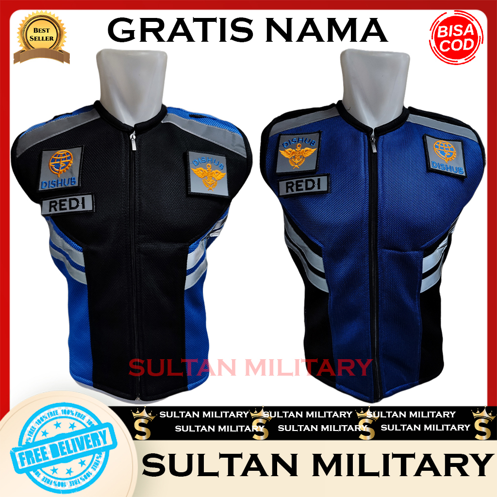 Rompi Tebal Dishub Kemenhub Bahan Doublemesh High Quality Model Biru Hitam Terbaru