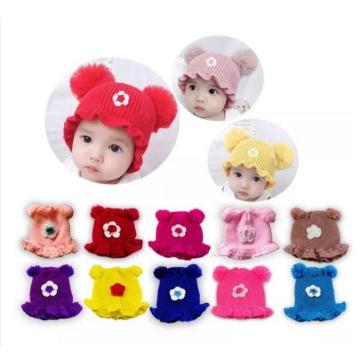 KUPLUK POMPOM BUNGA FREE NAMA | TOPI ANAK | KUPLUK ANAK | KUPLUK BAYI