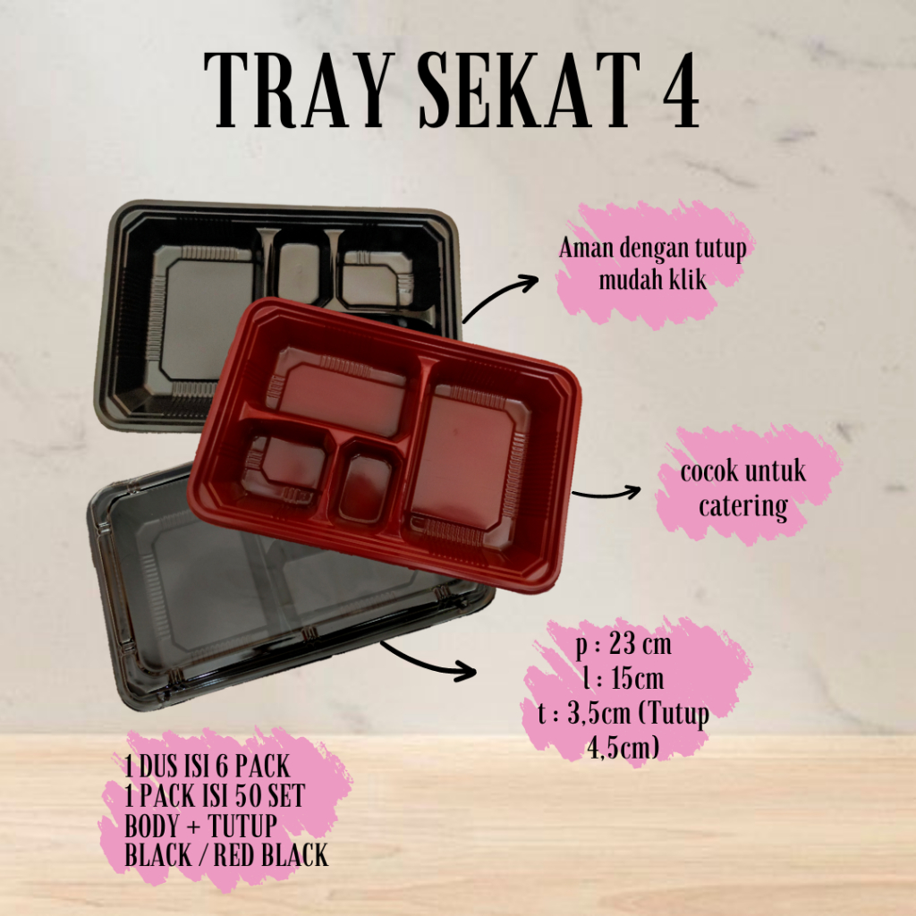 TRAY SEKAT 4 BLACK / RED BLACK MIKA BENTO PARTISI SEKAT 4