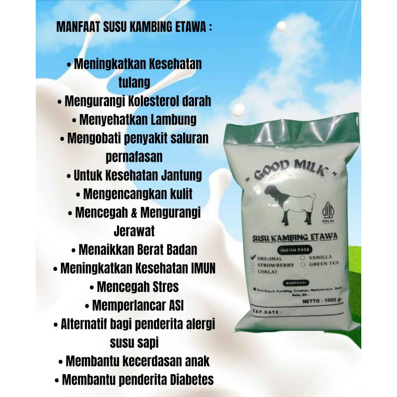 

susu kambing Bubuk etawa GOOD MILK Non sugar sehat dan bergizi