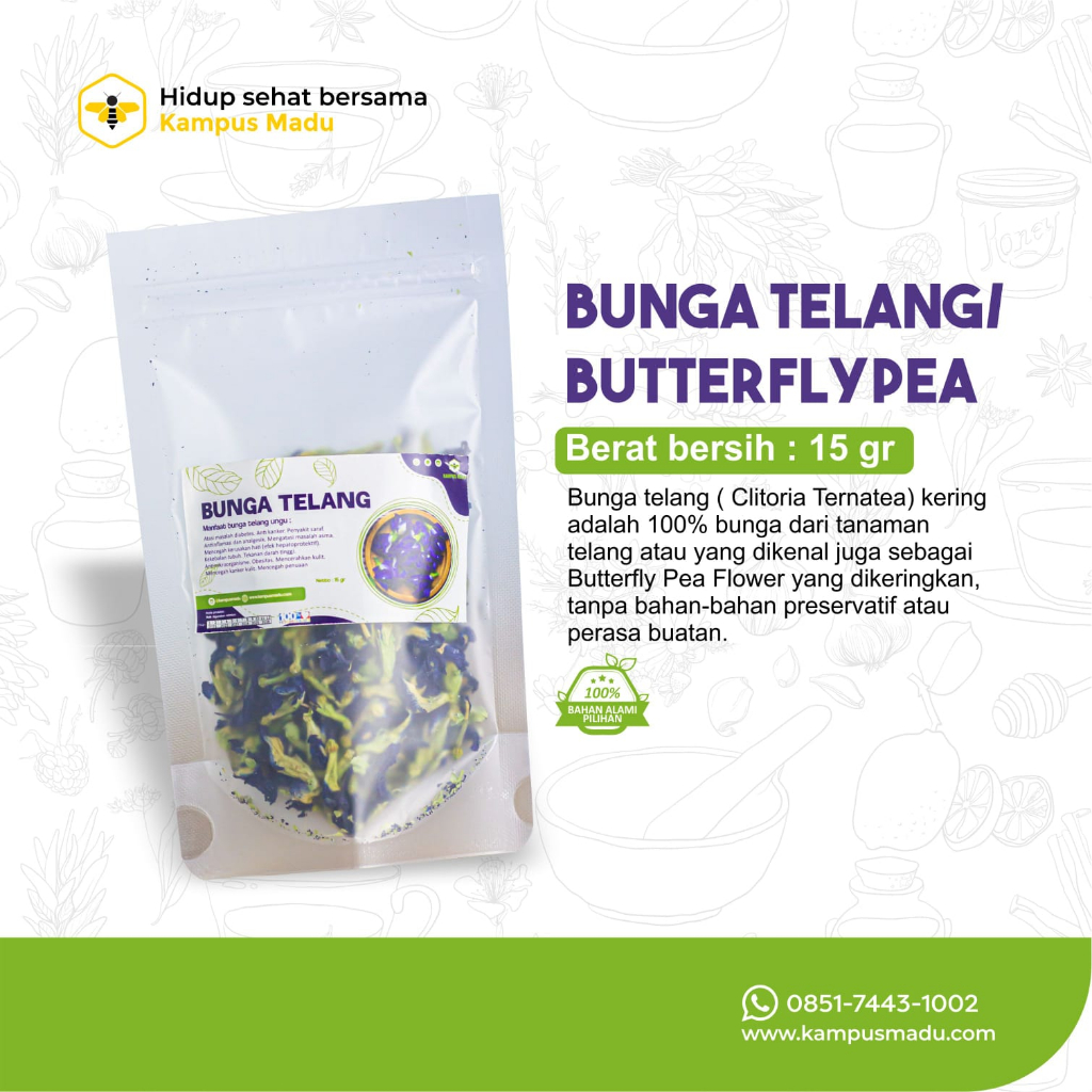

Bunga telang Butterflypea Organic Kering Bahan JSR