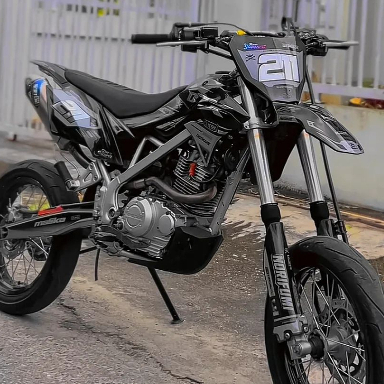 DECAL KLX BF DTRACKER HITAM KOMBINASI HOLOGRAM CUSTOM NAMA DAN NOMOR