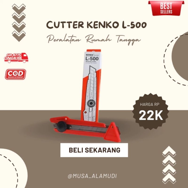 

Cutter Kenko L-500 Kertas,Kardus Dan Tali