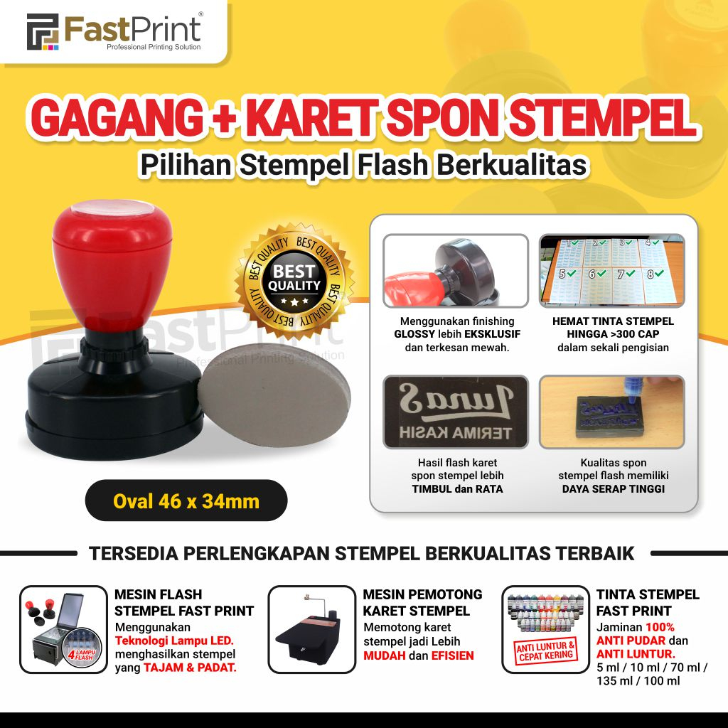 

Fast Print Gagang Stempel Flash Plus Karet Oval Ukuran 46X34MM