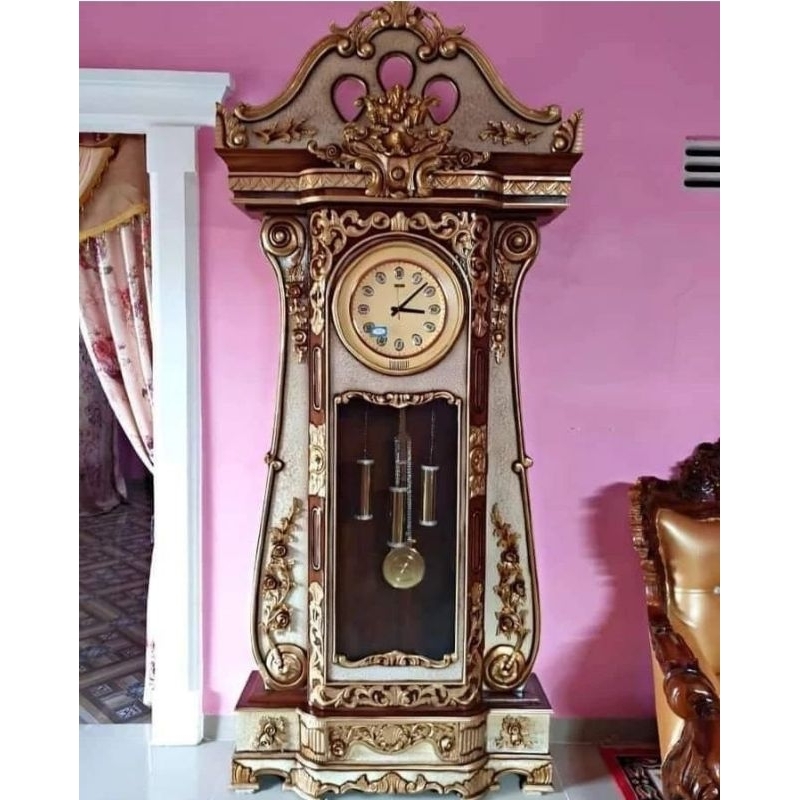 Lemari Jam hias Bagong kayu jati