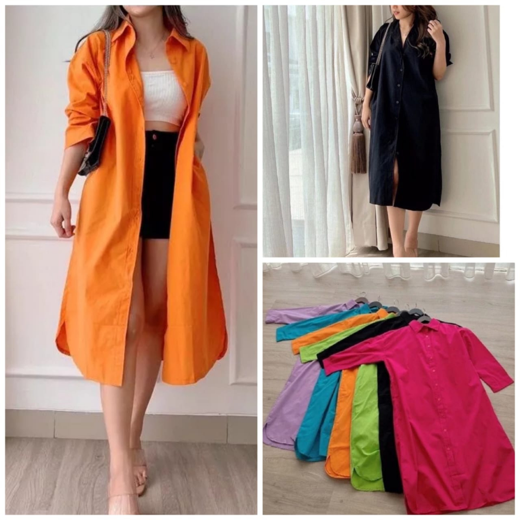 JITO INC - TUNIK WANITA KASUAL / LONG SHIRT PREMIUM BAHAN KATUN POPLIN PREMIUM DRESS KOREA IMPORT QU