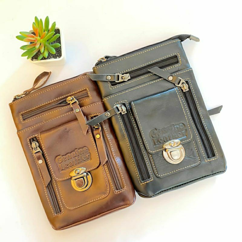 TAS SELEMPANG HP KULIT SAPI ASLI KANCING KECIL