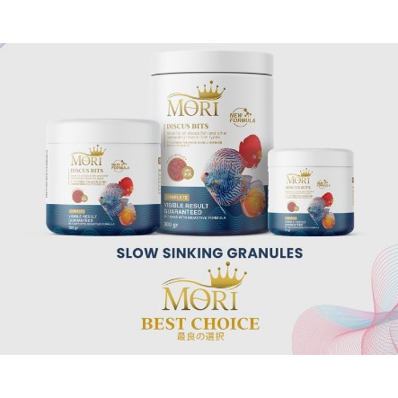 ORIGINAL MORI Discus Bits 75 grm Cichlid Oscar koki Premium Pakan Pelet Ikan Tropical Granule Bukan 