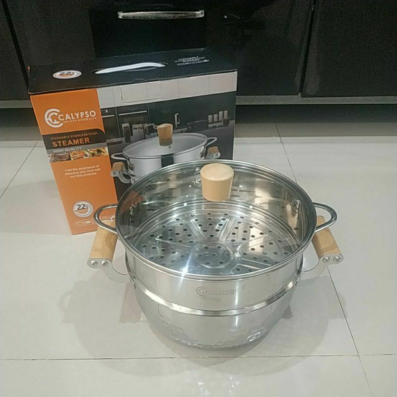 Panci steamer stainless multifungsi susun 2 calypso 22 cm