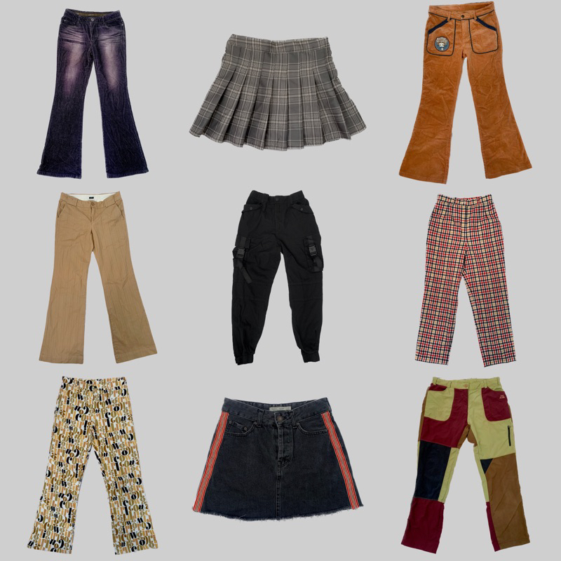 (part 4) thrift preloved celana y2k / vintage corduroy / low waisted trousers / cargo pants / denim 