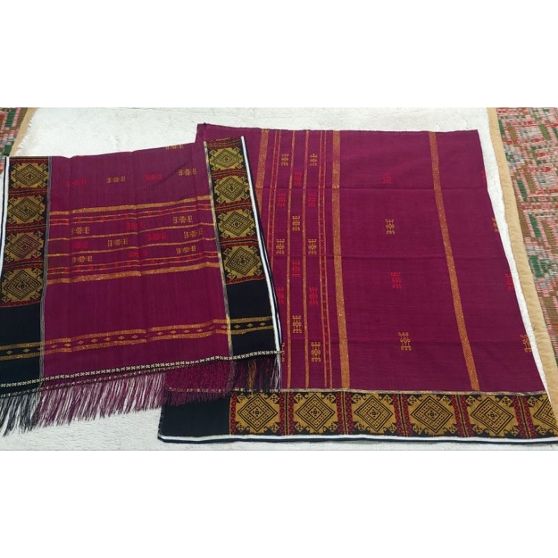 Set Uis sutra benang ratus motif Indung Bayu warna Pink Fanta