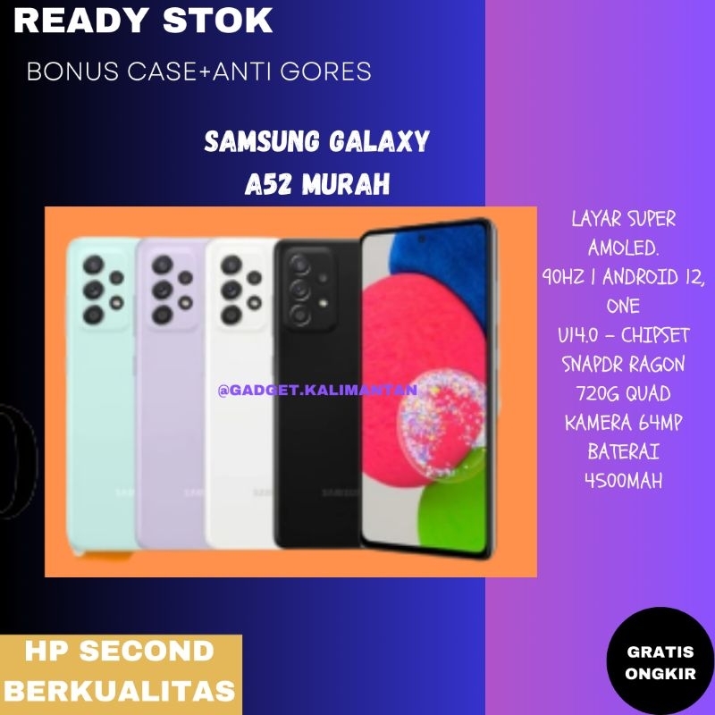 samsung galaxy a52 256gb dan 128gb resmi sein indonesia hp second seken bekas lengkap murah ORIGINAL