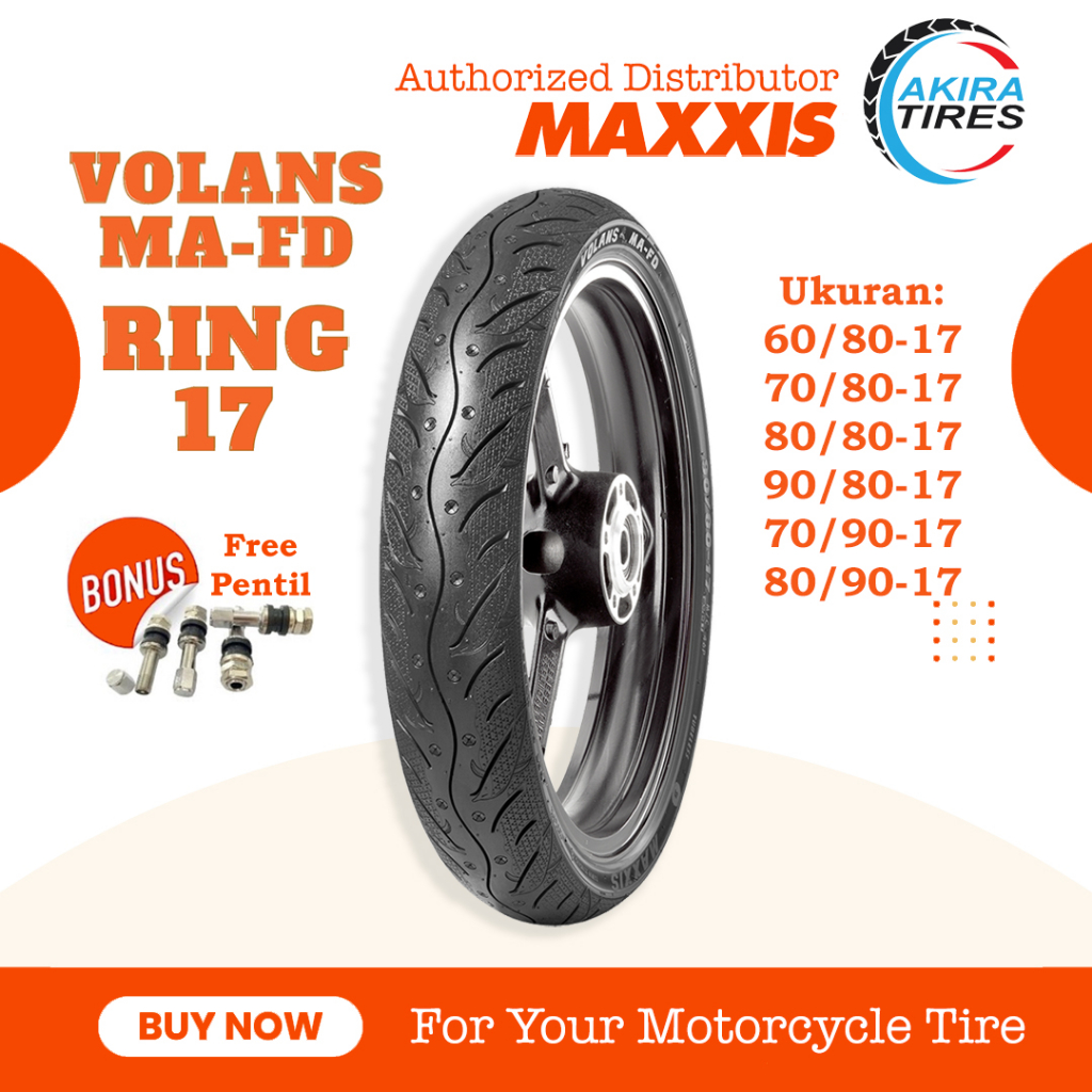 [READY COD] BAN MOTOR TUBELESS MAXXIS VOLANS MA-FD TUBELESS RING 17 FREE PENTIL (60/80 , 70/80 , 80/80 , 90/80 , 70/90 , 80/90)