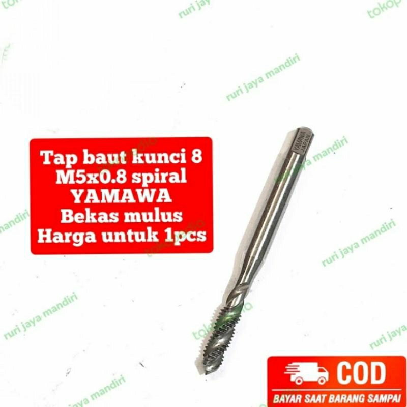 Tap baut kunci 8 M5x0.8 spiral YAMAWA bekas mulus bukan bor carbide