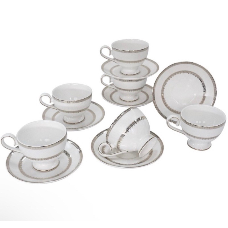 Saint James Marrakesh White Platinum Coffee Set 12pcs Teacup cangkir
