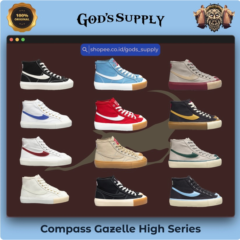 [ORIGINAL] Sepatu Compass Gazelle High / Wafer Red Maroon / Wafer Caramel / Wafer Green / Choco Ice 