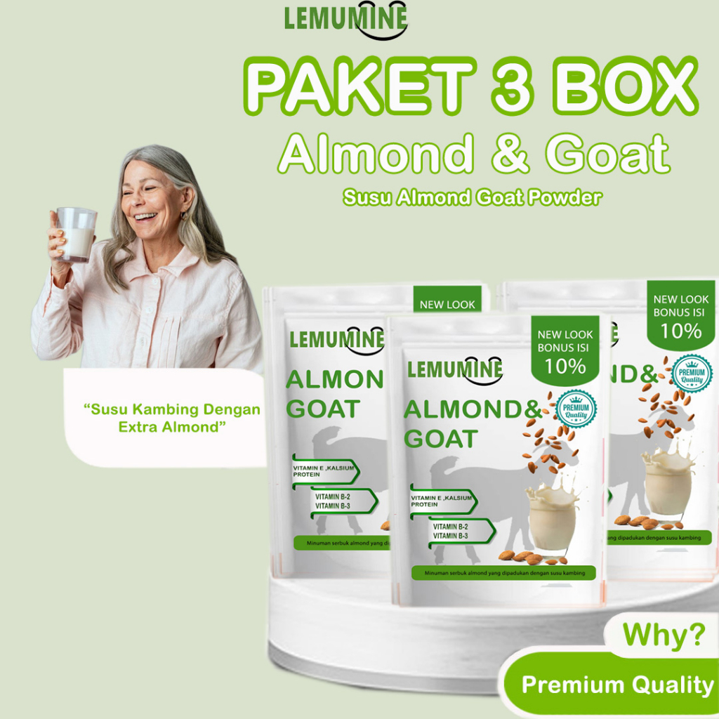 

Susu Almond Milk Susu Kambing Etawa Bubuk Kolestrum Susu Kambing Etawa Penggemuk Susu Rendah Lemak Lemumine (paket 3box)