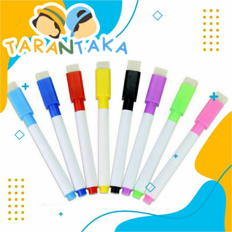 

1 Set / 8 Pcs Spidol Warna Warni + Penghapus / Spidol Wipe & Clean