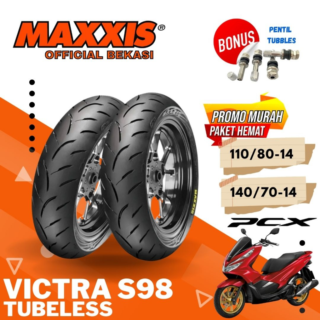 (PAKET MURAH) MAXXIS VICTRA / BAN MAXXIS SEPASANG 110/80-14 / 140/70-14 TUBELESS BAN LUAR / BAN PCX 