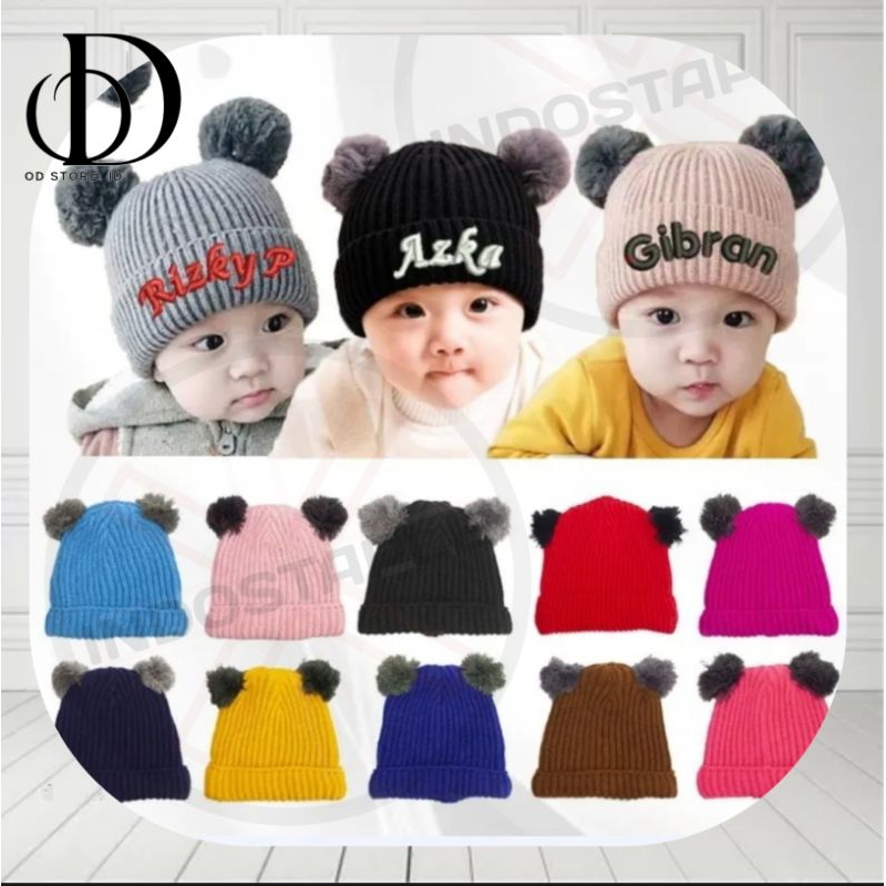 OD Kupluk Bayi PomPom Topi Bayi Pom Pom Topi Bayi Laki dan Bayi Perempuan Topi Rajut Lucu Untuk Bayi