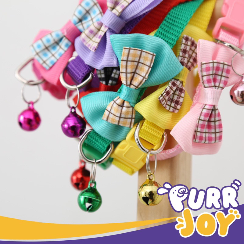 PURRJOY Kalung Lonceng Hewan Anjing Kucing Bentuk Pita   Pet Collar Dog Cat Collar   Kalung Lonceng Kucing Murah Lucu   Kalung Lonceng Anjing Murah Lucu  Aksesoris Anjing Kucing Murah Lucu