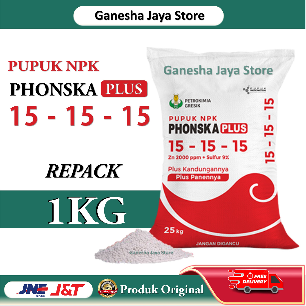 PUPUK NPK PHONSKA PLUS 15 15 15 REPACK-5KG 1KG - PUPUK MAJEMUK SULFUR & ZINK PUPUK PENYUBUR TANAMAN