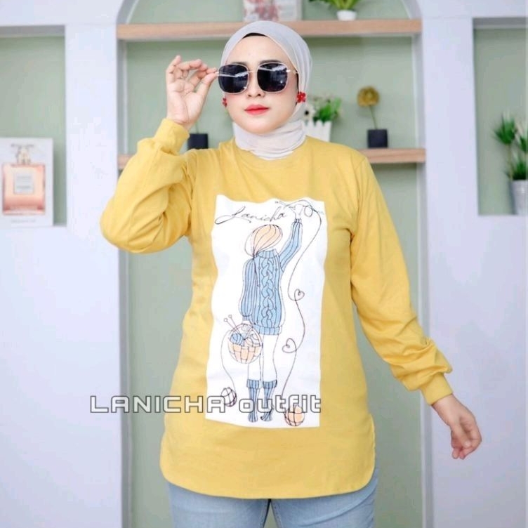 Atasan Kaos Wanita Tangan Panjang combet 24s Top original lanicha terbaru