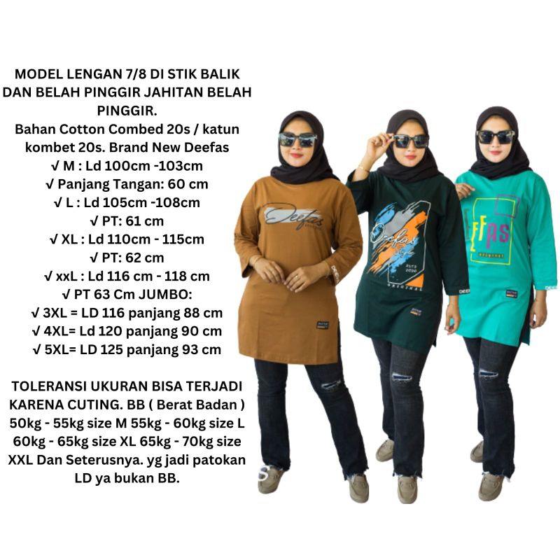 STIK BALIK 09&gt; ATASAN  WANITA LENGAN PANJANG 7/8 DI STIK BALIK JAHITAN BELAH PINGGIR BAHAN KATUN KOMBET 20S KAOS CEWE TANGAN 7/8