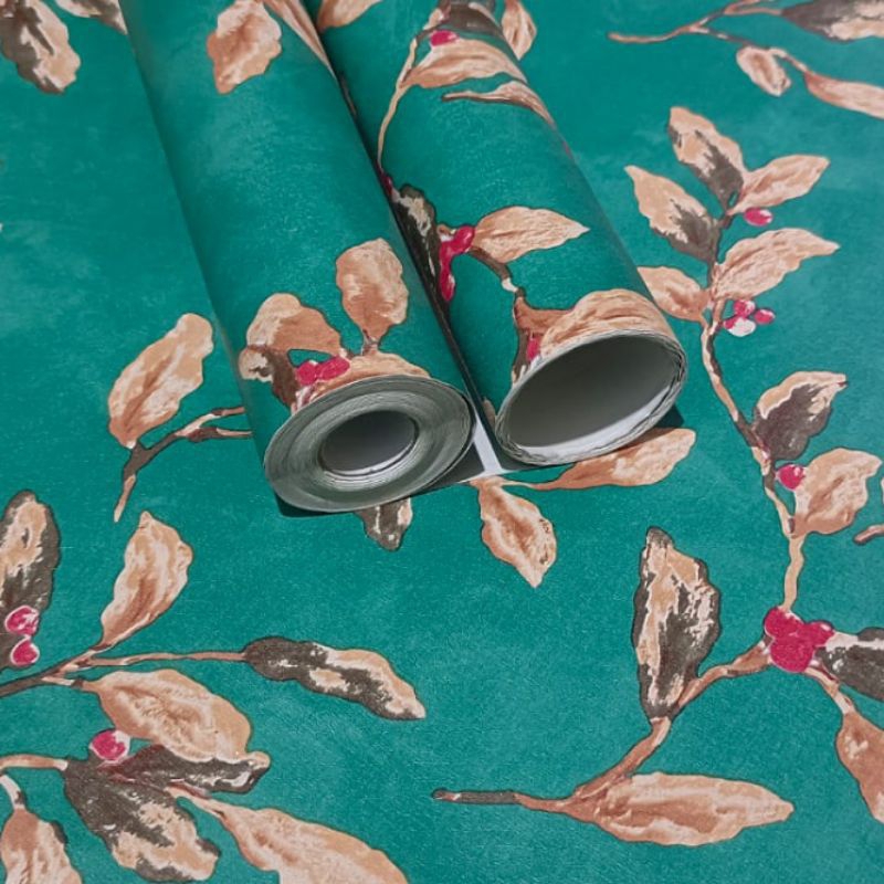Wallpaper Sticker Dinding Hijau Motif Daun Cocok Untuk Ruang Tamu Dan Ruang Keluarga Mewah Minimalis