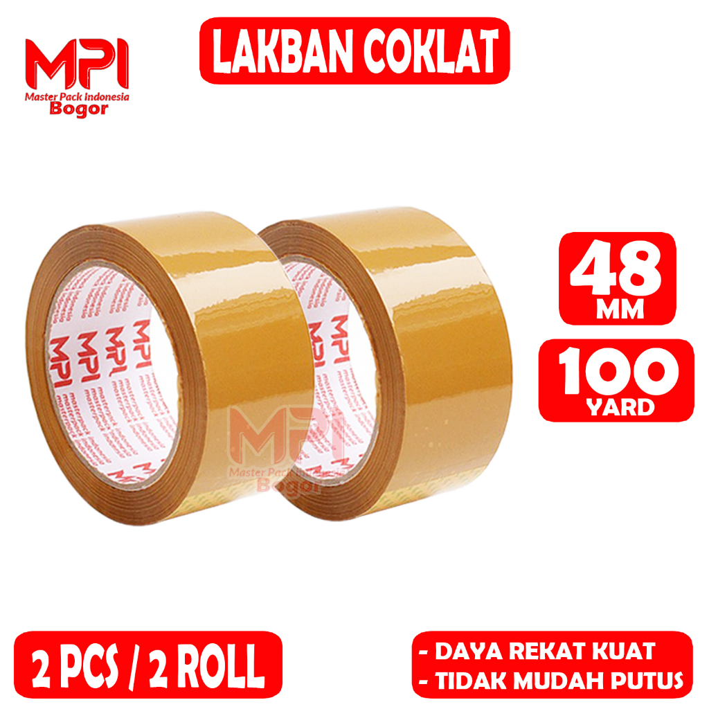 

2 PCS - Lakban Coklat MPI 48 mm x 100 yard / Lakban Packing - Master Pack Indonesia