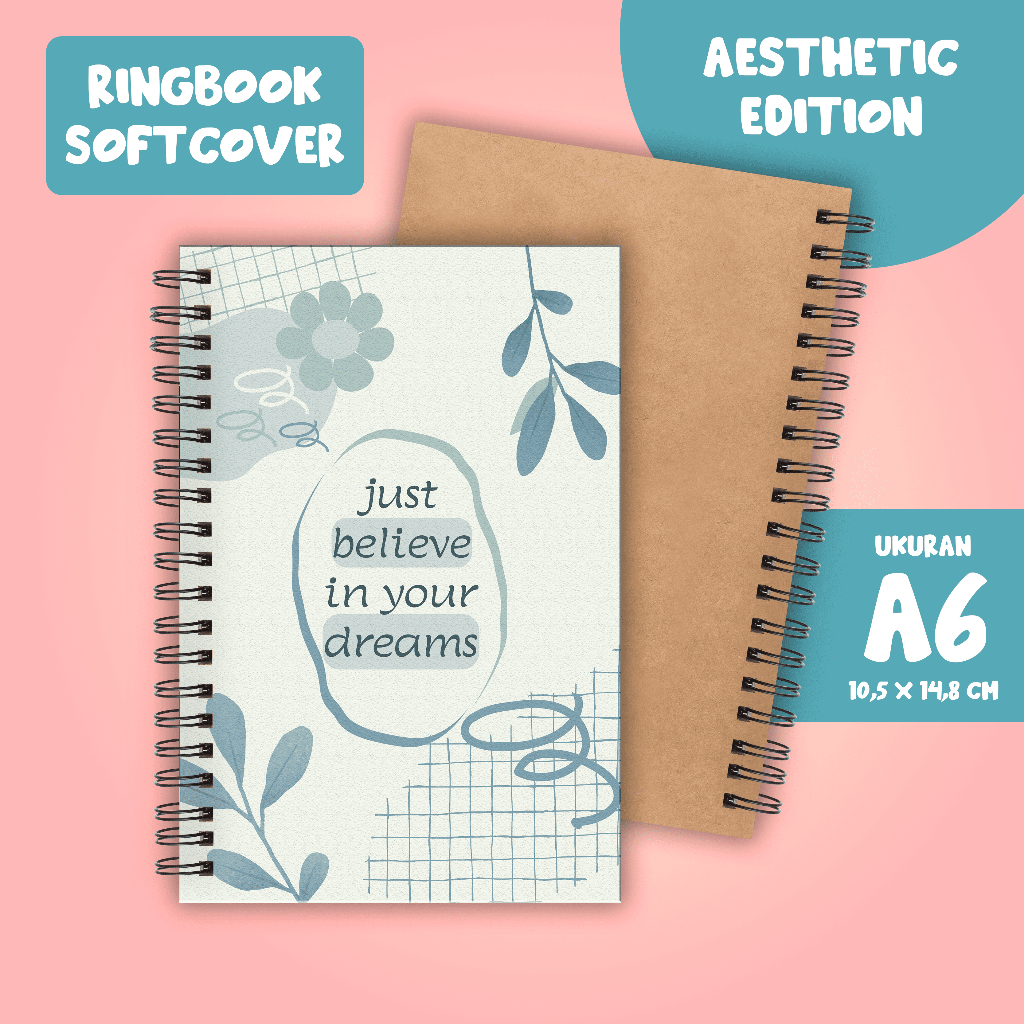 

(BELI 6 DAPAT GRATIS 1) Notebook Buku Diary Buku Catatan Ring Spiral A6 60 Lembar Tema Quote Aesthetic Pastel Part 1