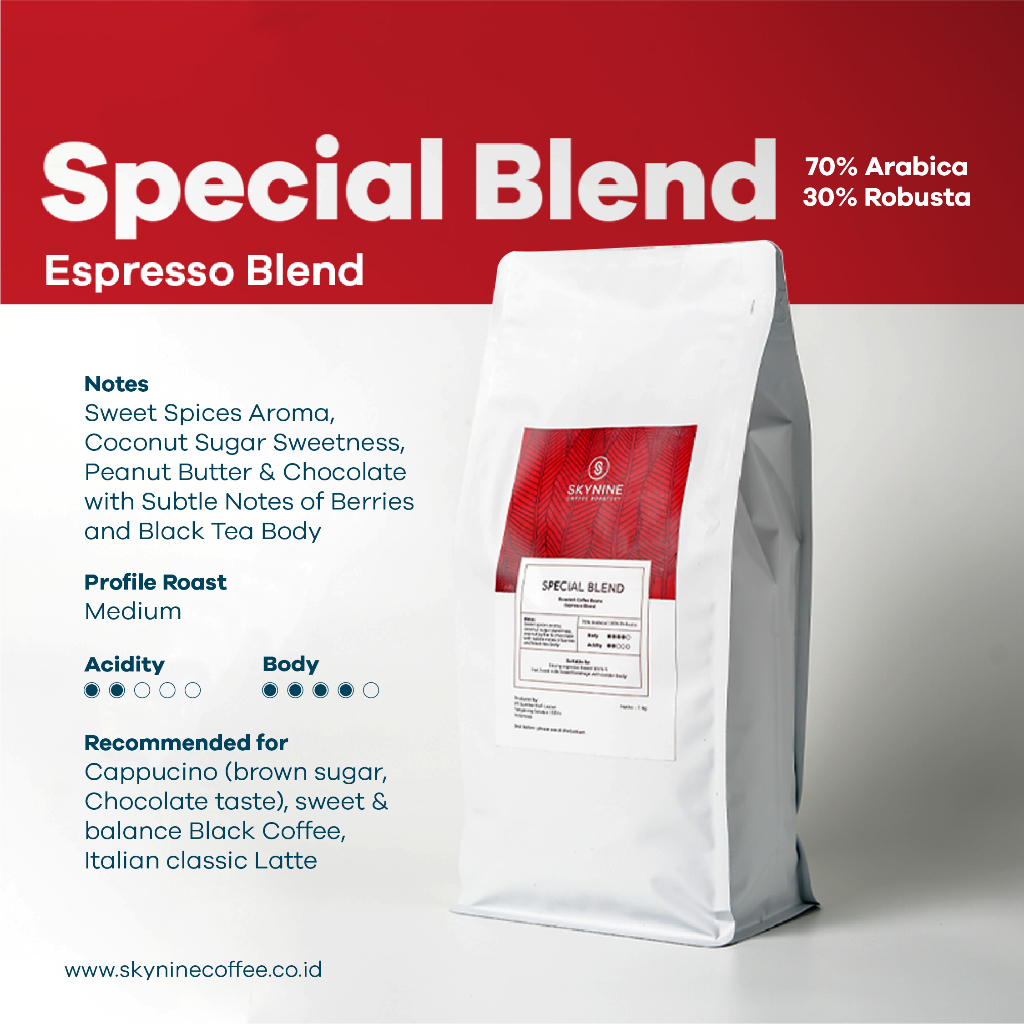 

BIJI KOPI ESPRESSO SPECIAL BLEND 70% ARABIKA 30% ROBUSTA 1KG