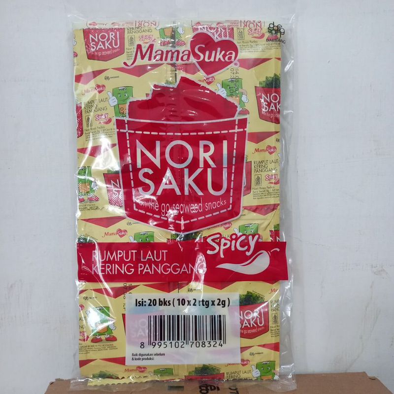 

NORI SAKU RUMPUT LAUT KERING PANGGANG PEDAS ISI 20PC