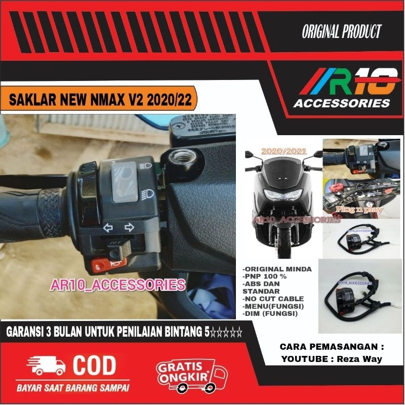 SAKLAR KIRI NEW NMAX 155 2020-2023 PNP 100% - ORI MINDA INDONESIA- NEW AEROX / NVX
