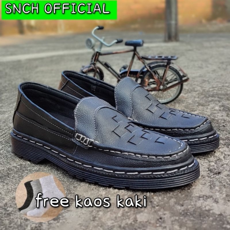 Sepatu Loafer Pria Docmart dr.martin Chopper Sinz Penny Slip on Casual Formal Hitam Original